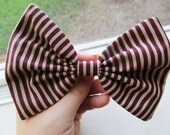 Burgundy Stripes Big Hair Bow