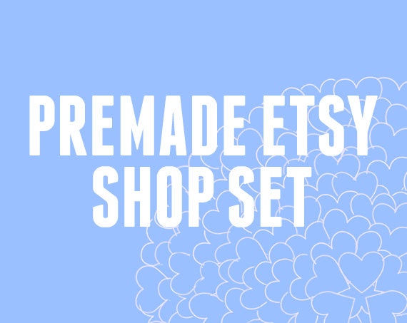 Premade Etsy Business Shop Set Blue Shop Set
