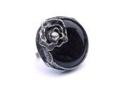 onyx & rose ONE A KIND ideal gift for her adjustable ring black onyx teen handmade christmas rubella