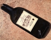 FREE SHIPPING - Castello Di Amorosa Cabernet Slump Melted Flat bottle, elegant cheese tray, spoon rest, great Christmas Gift