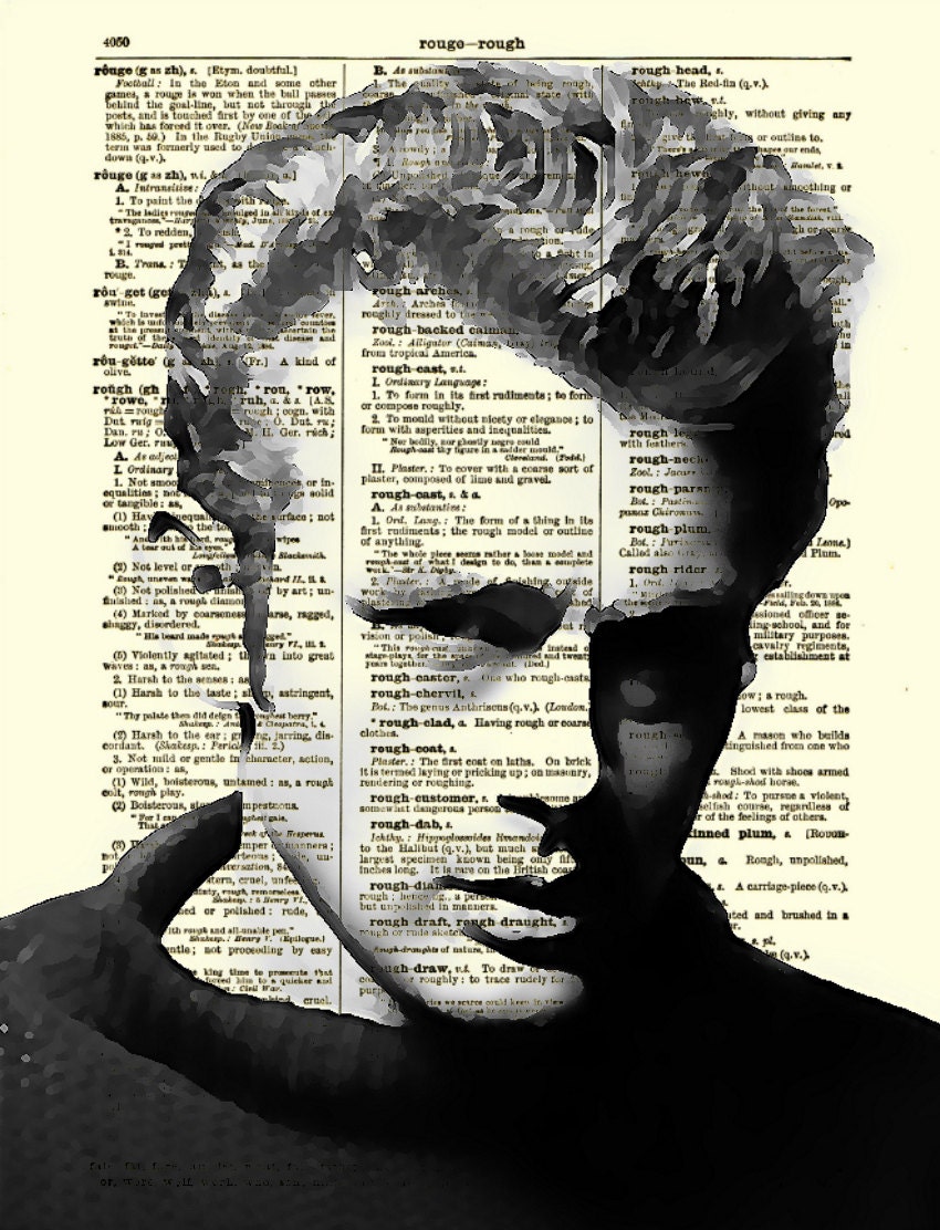 James Dean Art, James Dean Print, Dictionary Page, Wall Decor, Wall Art, Mixed Media Art Print