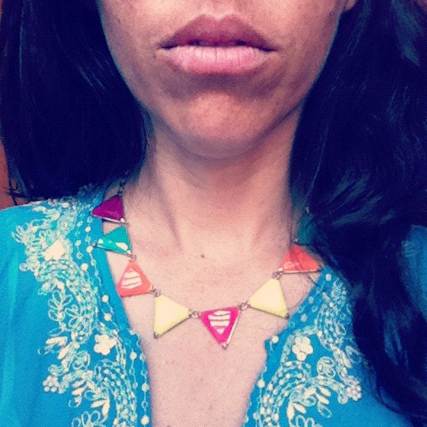 Mulit-colored Acrylic Happy Flag Necklace