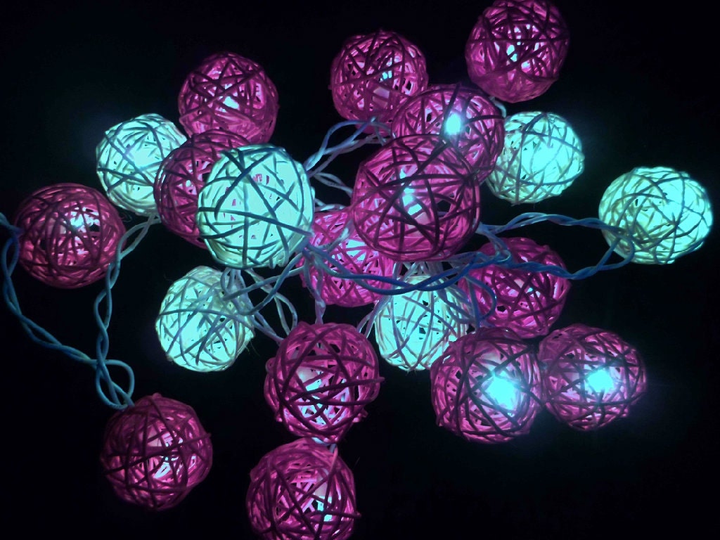 20pcs Mixed Purple Handmade Rattan Balls String Lights Fairy Patio Home Decor Christmas Birthday Party