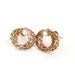 Vintage Earrings, Screw Back Gold Tone Circle Swirl Design, Faux Pearl