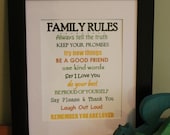 Word Wall Art Prints. Family Rules.
