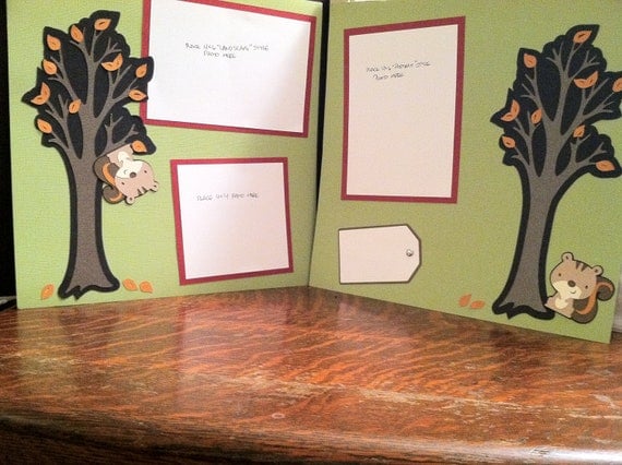 Autumn Trees and Squirrels Pre Made 12 x 12 Double Page Layout