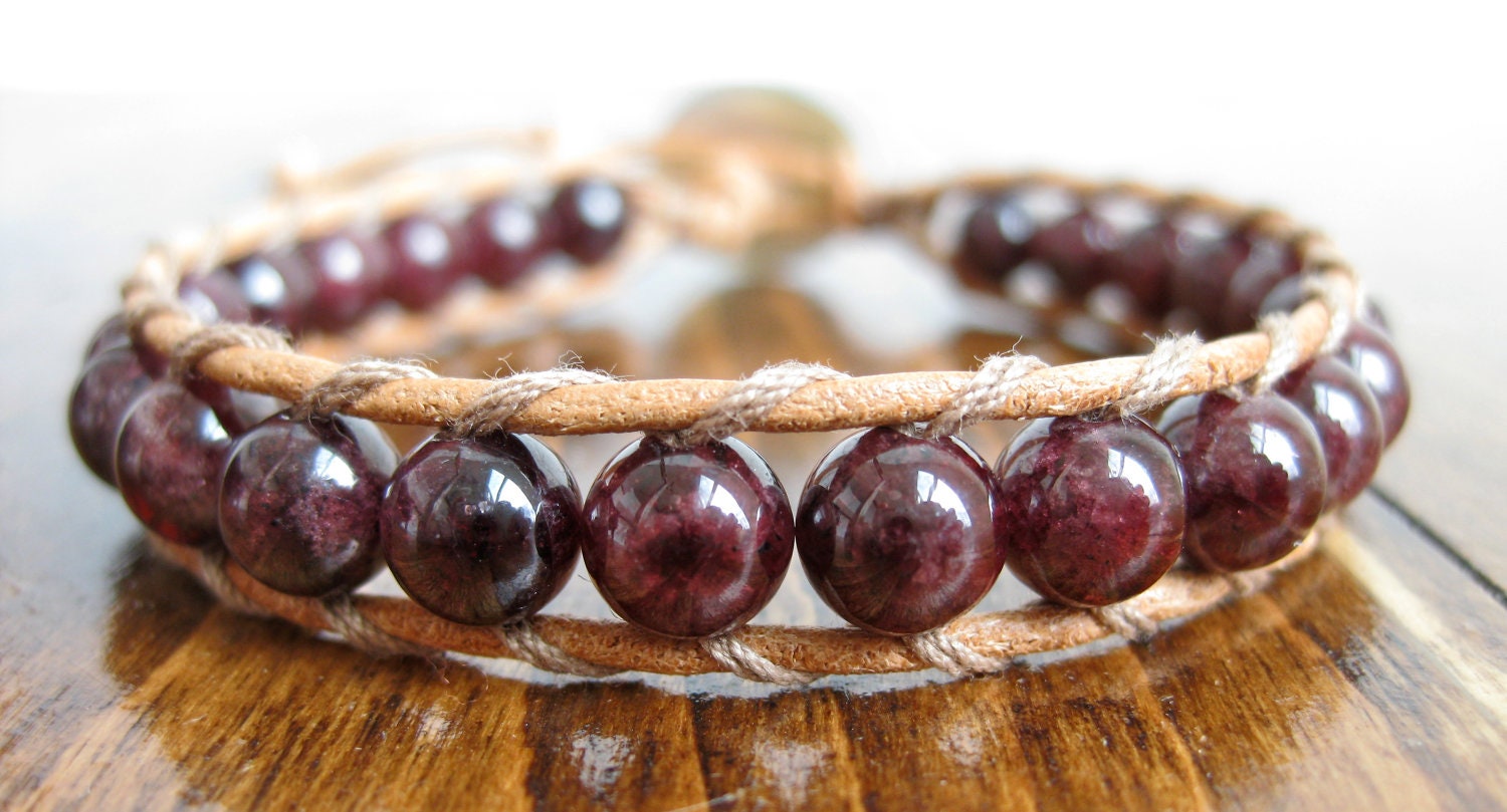 Chinese Garnet Wrap Bracelet