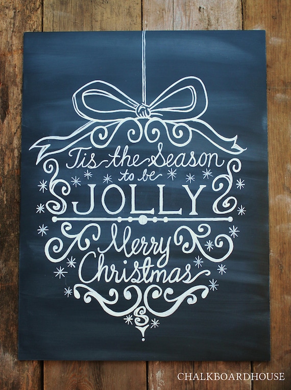 Hand Painted Chalkboard Christmas Ornament Sign - 18x24 Unframed Chalkboard Art