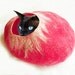 Cat Bed Cat Cave Cat House Pink Felted Wool with FREE Cat Ball