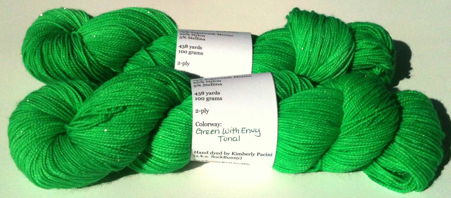 Sunshine Sock Yarn - GREEN WITH ENVY Tonal