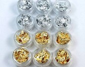 12pcs Nail Art Transfer Foil Set Nails Tip decal DIY Decorations paint fingernails golden silver color