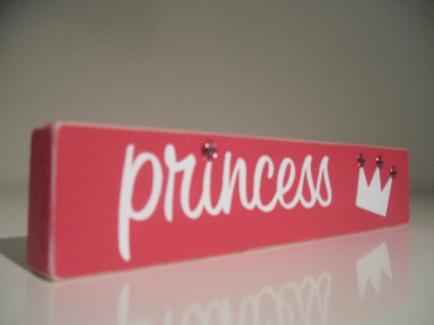 Pink Burst With White Lettering and Gems Princess Sign.  Hand Painted Girls Decor.  Girls Stocking Stuffer.