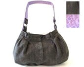 HOBO BAG from upcycled wool pants - Grey Pinstripes