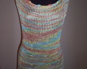 Hand knitted tunic in a rainbow of colors, silk, knitwear, knitted top, summer blouse