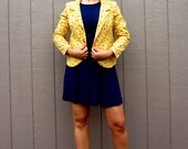 Vintage handmade light floral yellow blazer