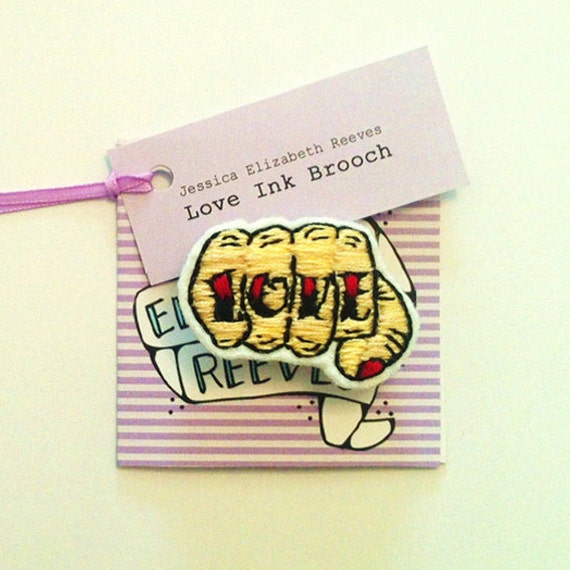 Love Ink Handstitched Brooch