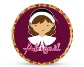 Pilgrim Girl - Personalized Melamine Plate - Kids Table Setting -  Style 090