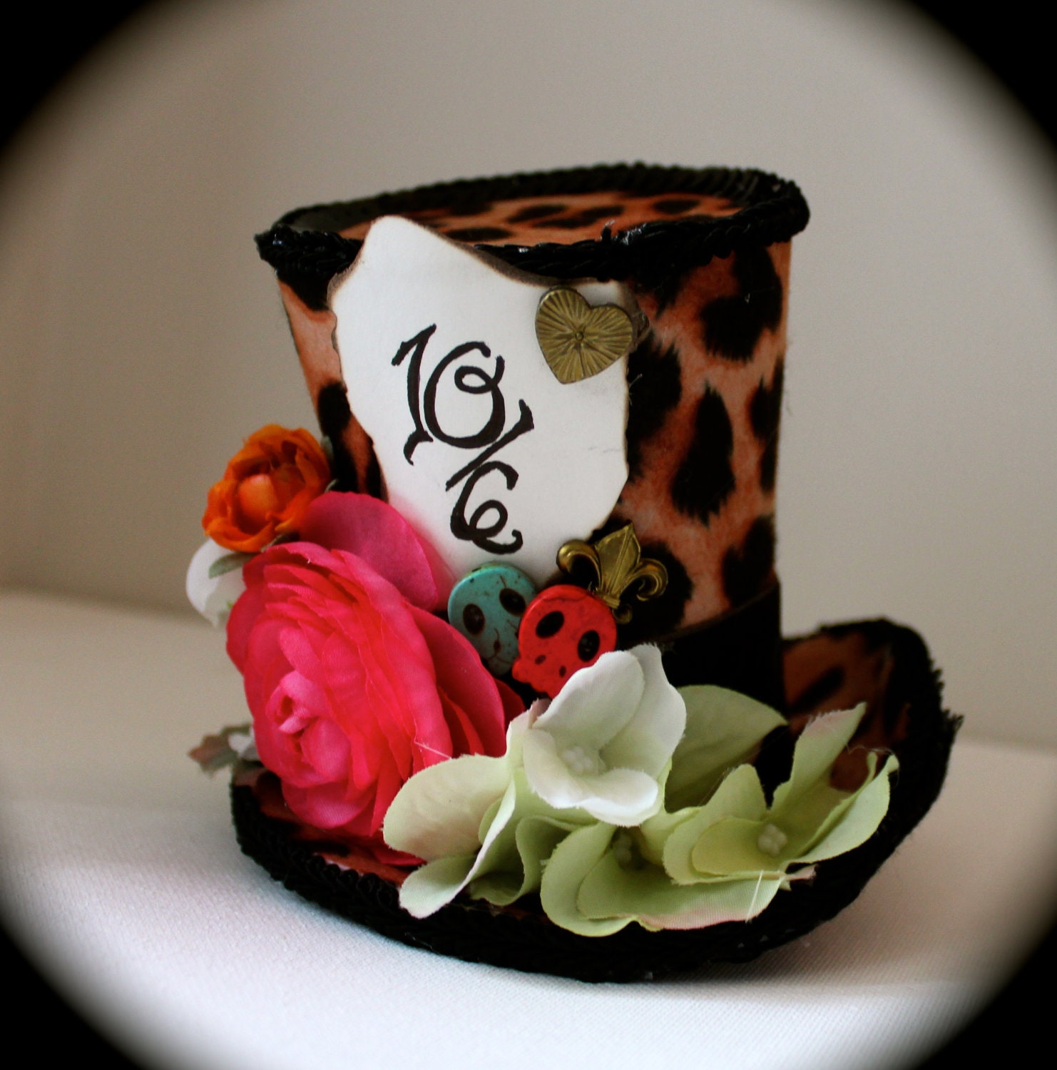 Leopard Mad Hatter inspired Top Hat - Holiday Party Hat - Custom Top Hat - Birthday Hat