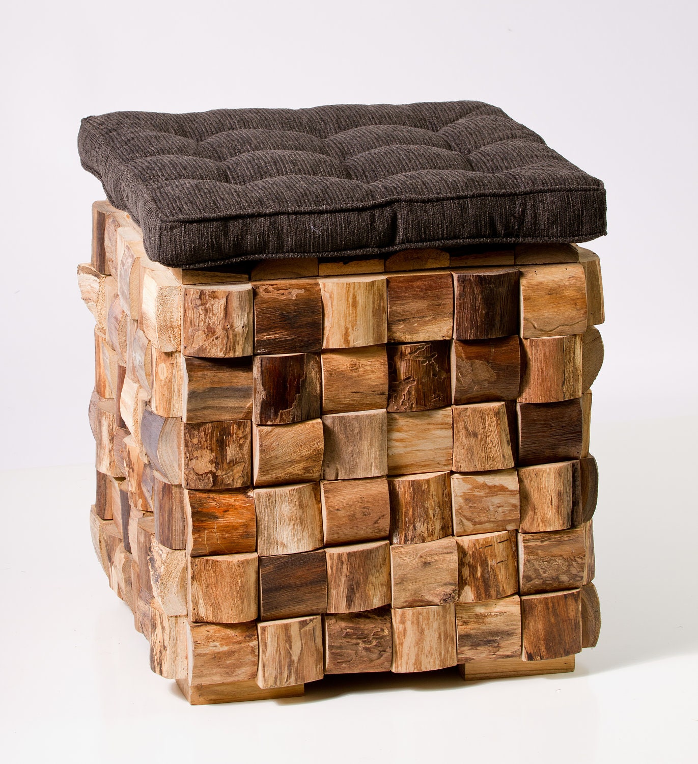 Woven Wood Cube Stool. PRICE DROP and Free Shipping
