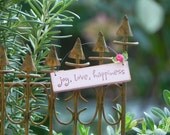 Little miniature sign - joy love happiness Pink for dollhouse or fairy garden