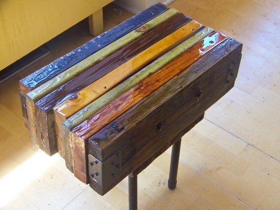 Reclaimed wood side table