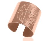 Pink Gold over STERLING SILVER MONOGRAM cuff ring with your choice of 1-3 initials  (Cuff ring-gpss)