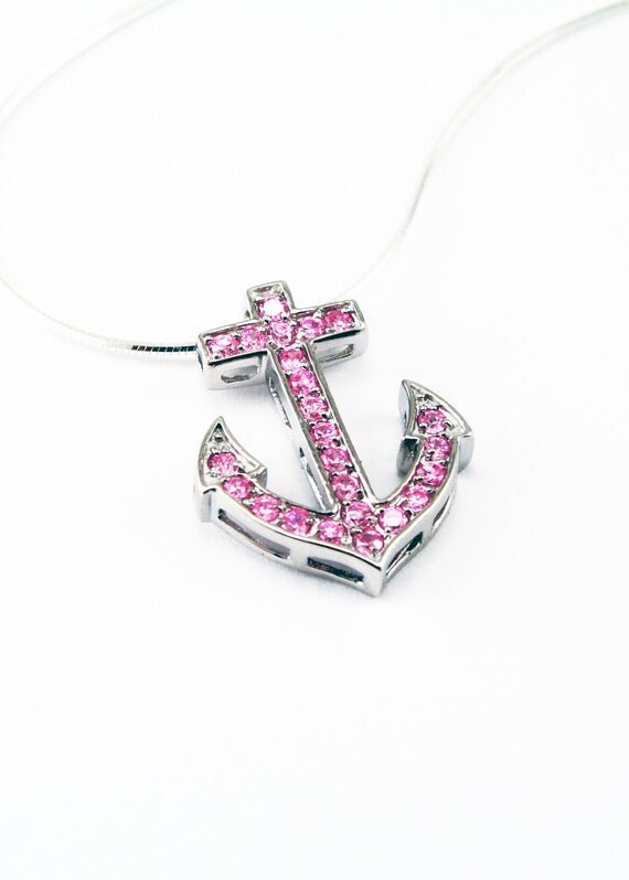 Delta Gamma Pink Anchor Pendant