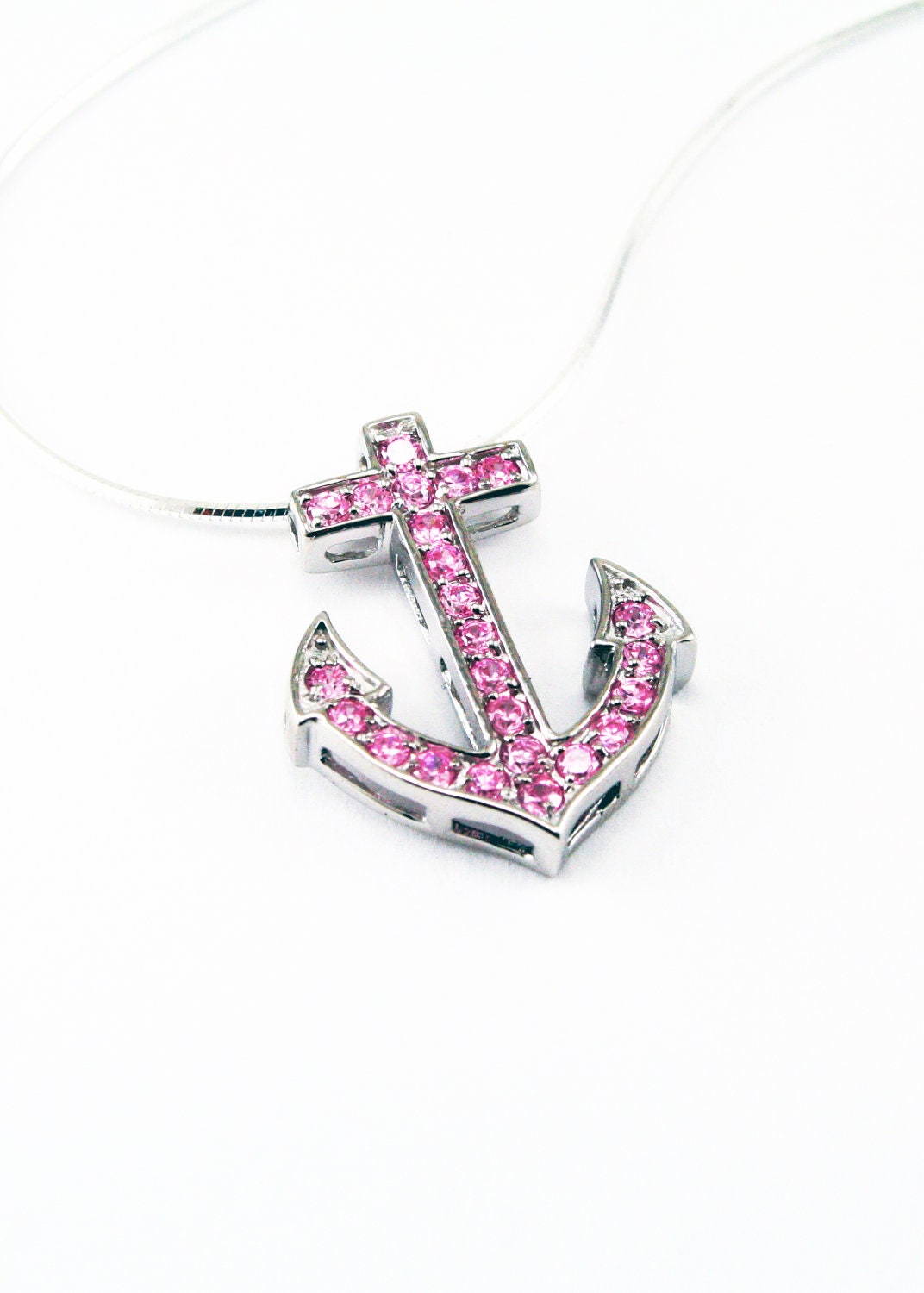 Delta Gamma Pink Anchor Pendant