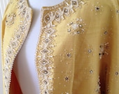 25% sale: Silk beaded yellow jacket by Young House International