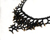Black And Gold Necklace.  Beaded Handmade Jewelry. Beadwork - AdoriaJewelry