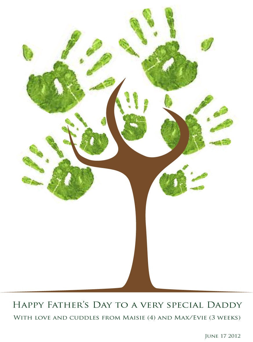 Personalised A3 family tree handprint keepsake - ideal Christening / Birthday / Mother's Day present