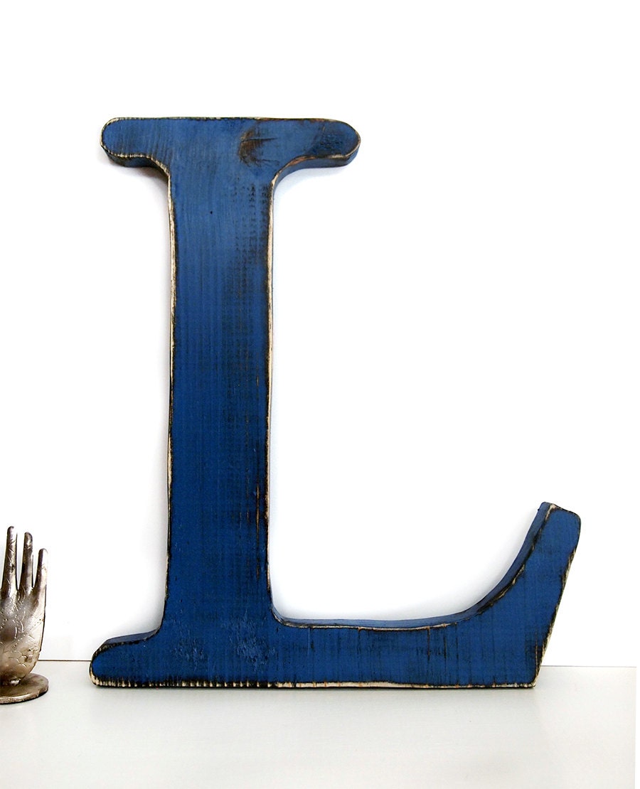 Wooden Letter L (Pictured in Navy) Pine Wood Sign Wall Decor Rustic Americana Cottage Country Chic Wedding Photo Prop