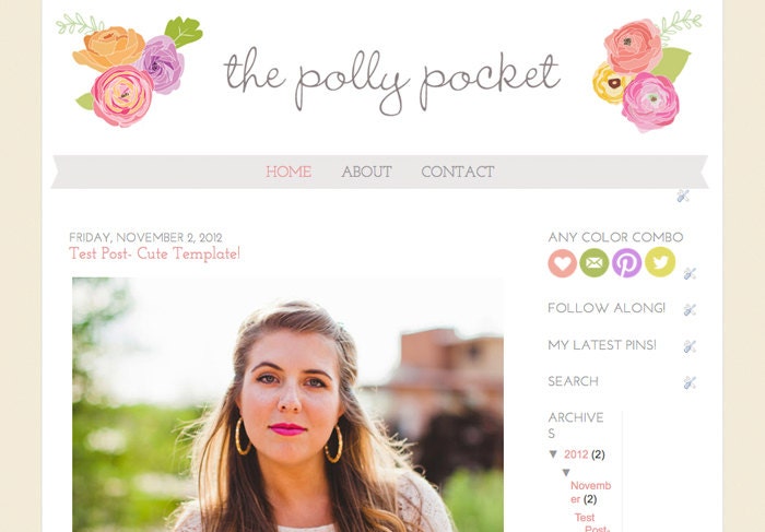 Premade Blogger Template - The Polly Pocket