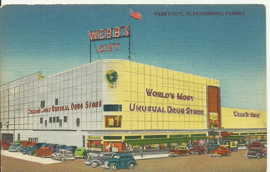 Vintage Postcard Webb's City St Petersburg Florida Unusual Drugstore Apothecary Tourist Roadside Attraction