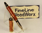 Handmade Custom Writing Pen Sedona Rollerball in Gold with Amboyna burl Great Gift Idea