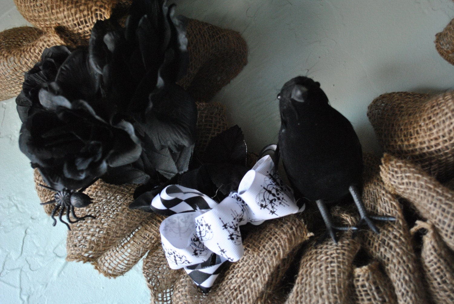Shabby Chic Burlap Halloween Wreath Spooky