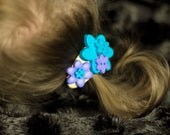 Button Flower Girls Barrette in Lavender and Turqoise Buttons
