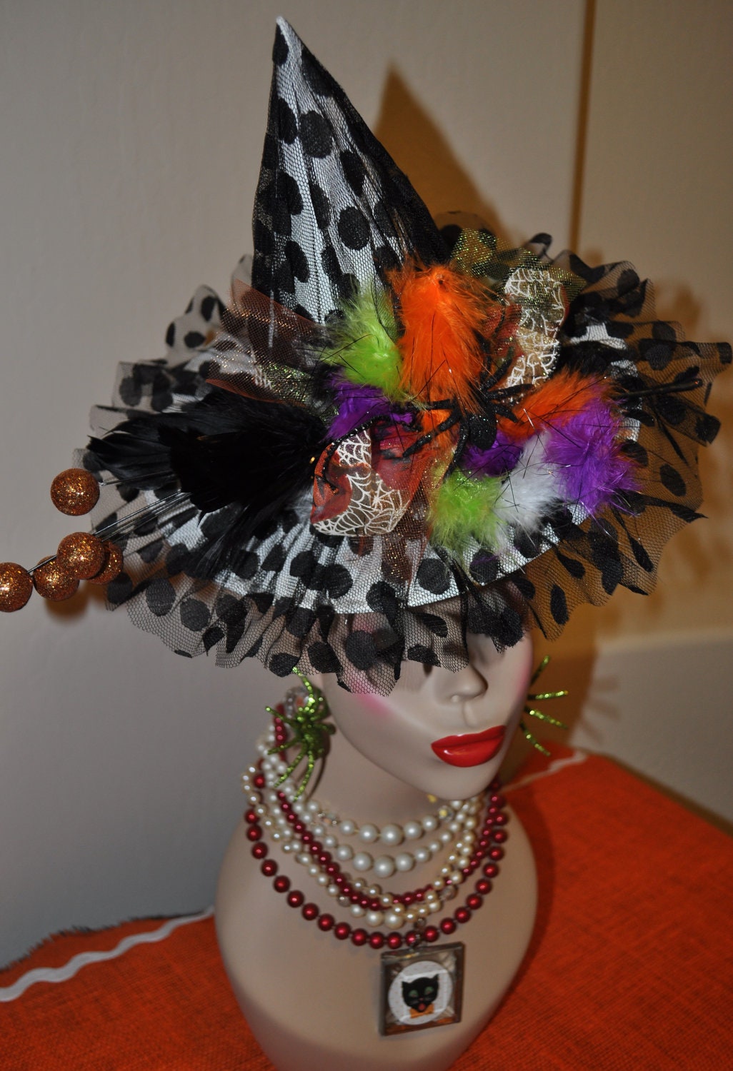 SALE  Halloween Witch Hat Holiday Table Decor Paper Mache Housewares Home Decor by picadillymarket