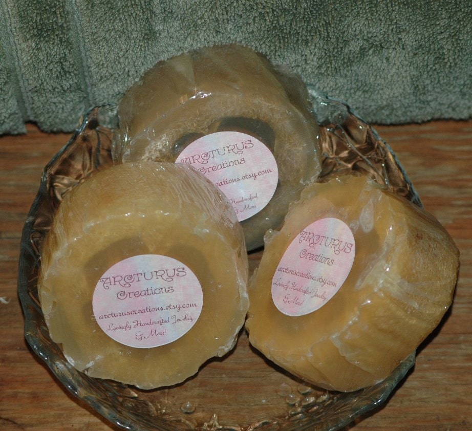 Large Loofah Glycerin Soaps w Natural Scents and Nourishing Oils  natural loofah sponge inside Exfoliant Scrubby kitchen soap too