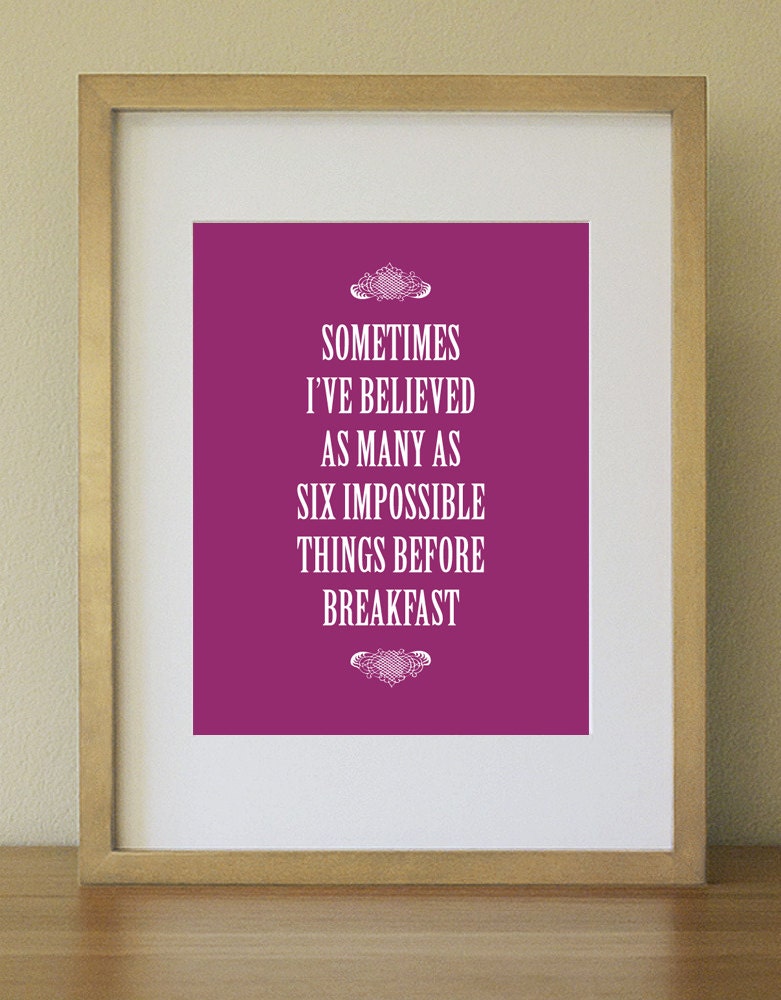 Alice in Wonderland Quote. Digital Art Print. Purple Plum. Home Decor. Home Office. 8 x 10.