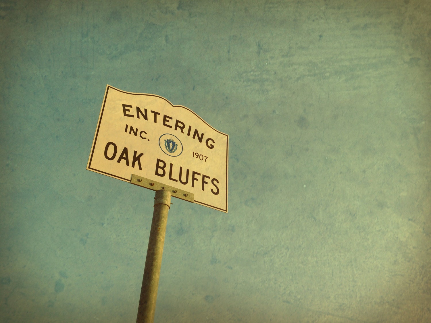 Vintage Oak Bluffs Sign Photograph, Martha's Vineyard Retro Beach Photo, 8" x 12"