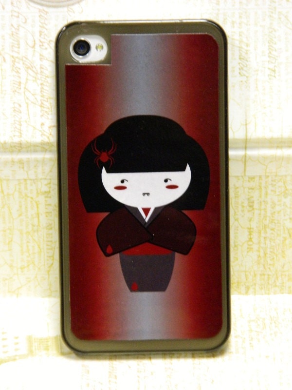 Iphone 4/4S Case, Designer "Lucy", "Little Monster Kokeshi Doll" Case, Cell Phone Case