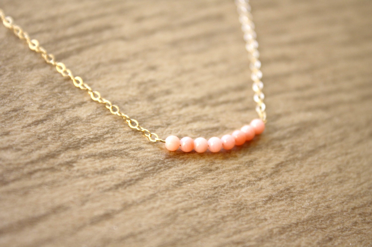 Coral Bar Necklace - ( 14K Gold filled ) - Simple Everyday Jewelry