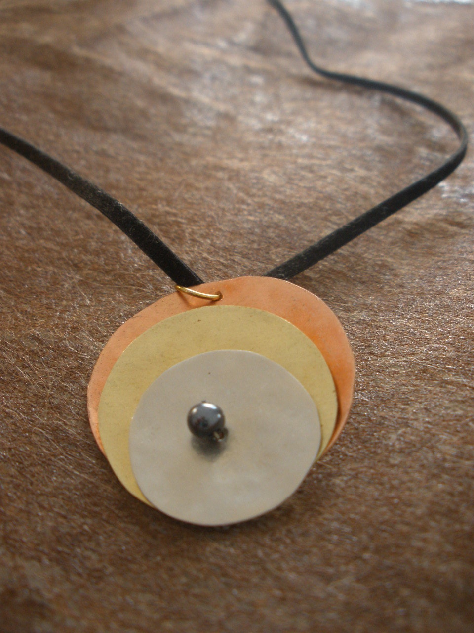 Mixed Metal Circle Necklace - Handmade Jewelry - Fall Fashion - Metalwork Necklace with Mixed Metals