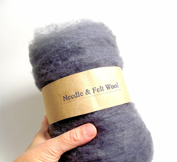 Needle felting wool, needle felting batts, felting supplies, hand carded wool, medium grey, gray, 1oz