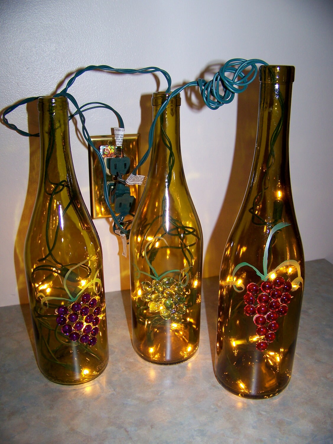 Lighted Wine Bottles