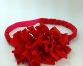 Red Large Boutique Bows Braided Headband, Organic Cotton, Kids Bows Hair Accessory, Baby Toddler Girls Bows Headband Tiara . Eco-friendly