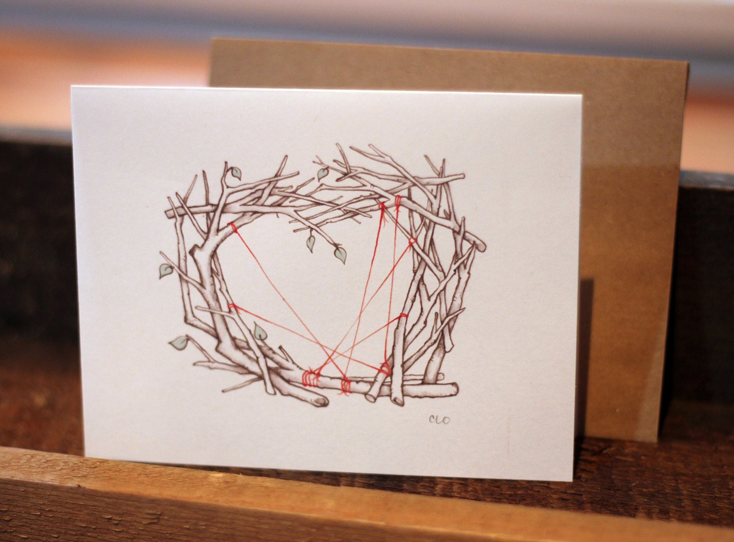 Heart Strings Wreath Nature Love Cards - Set of 6