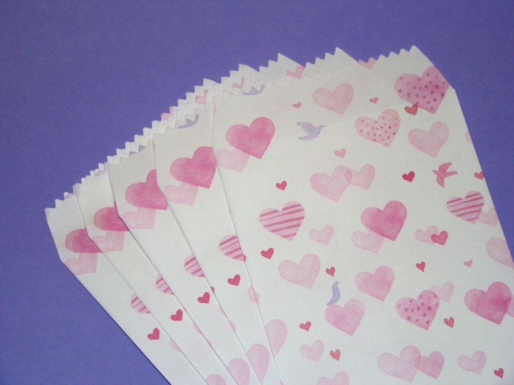 Cute Stationary Envelopes Pink Purple Pastel Hearts Watercolor Letter Valentine's Day Party Favors Gift Bag Set