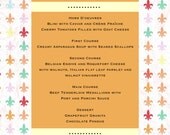 Wedding Invitation, Program, or Menu- Orange, Yellow, Blue, Pink, Green, Teal, Red, or CUSTOM MADE